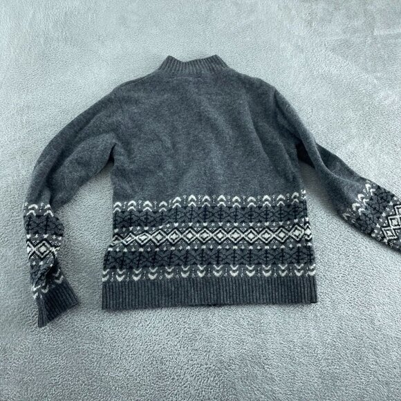 Northcrest Gray Fair Isle Lambswool/Nylon Zip-Up Cardigan Sweater M Womens 5922 - Picture 2 of 7
